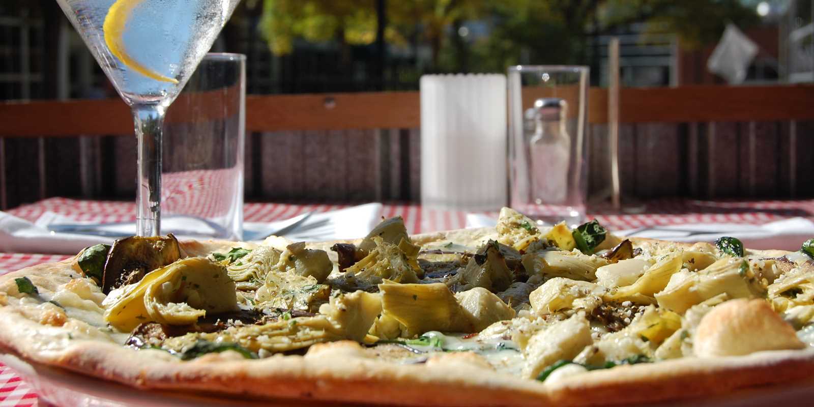 artichoke pizza on a table